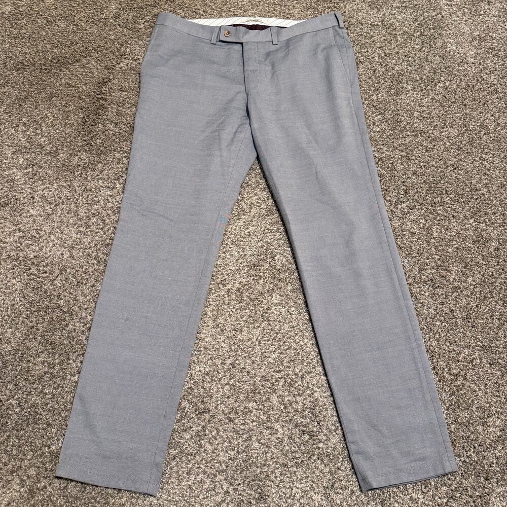 Jack Victor Palmer Crossover Dress Pant 38R Cotton Wool Stretch Blue Gray